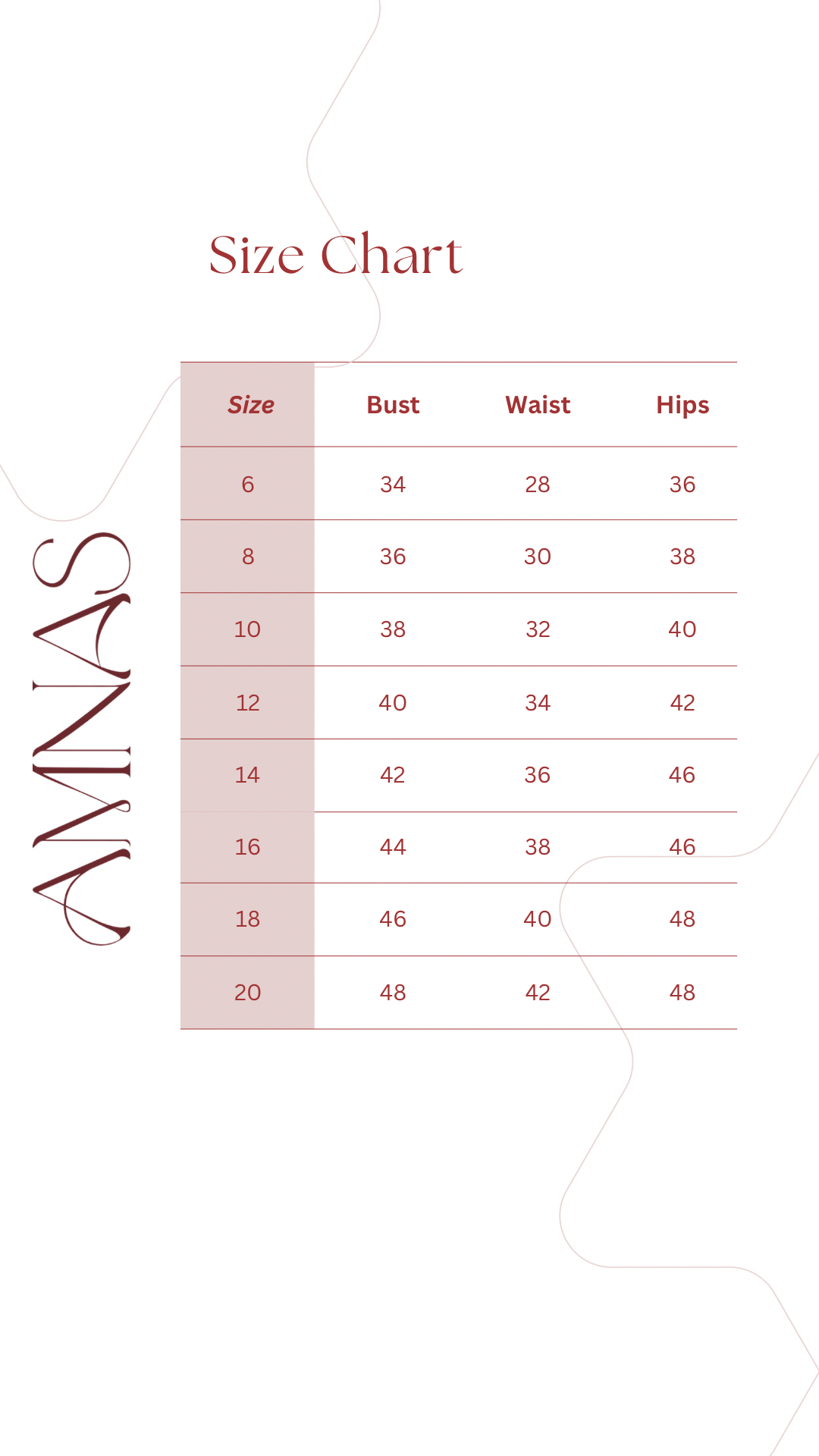 Beige Clean Size Chart Instagram Post (Your Story)